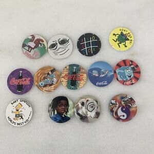 Lot of 52 POGS & 1 Slammer Vintage 90s Coca-cola, Cheetos, Disney, Land O’Lakes+